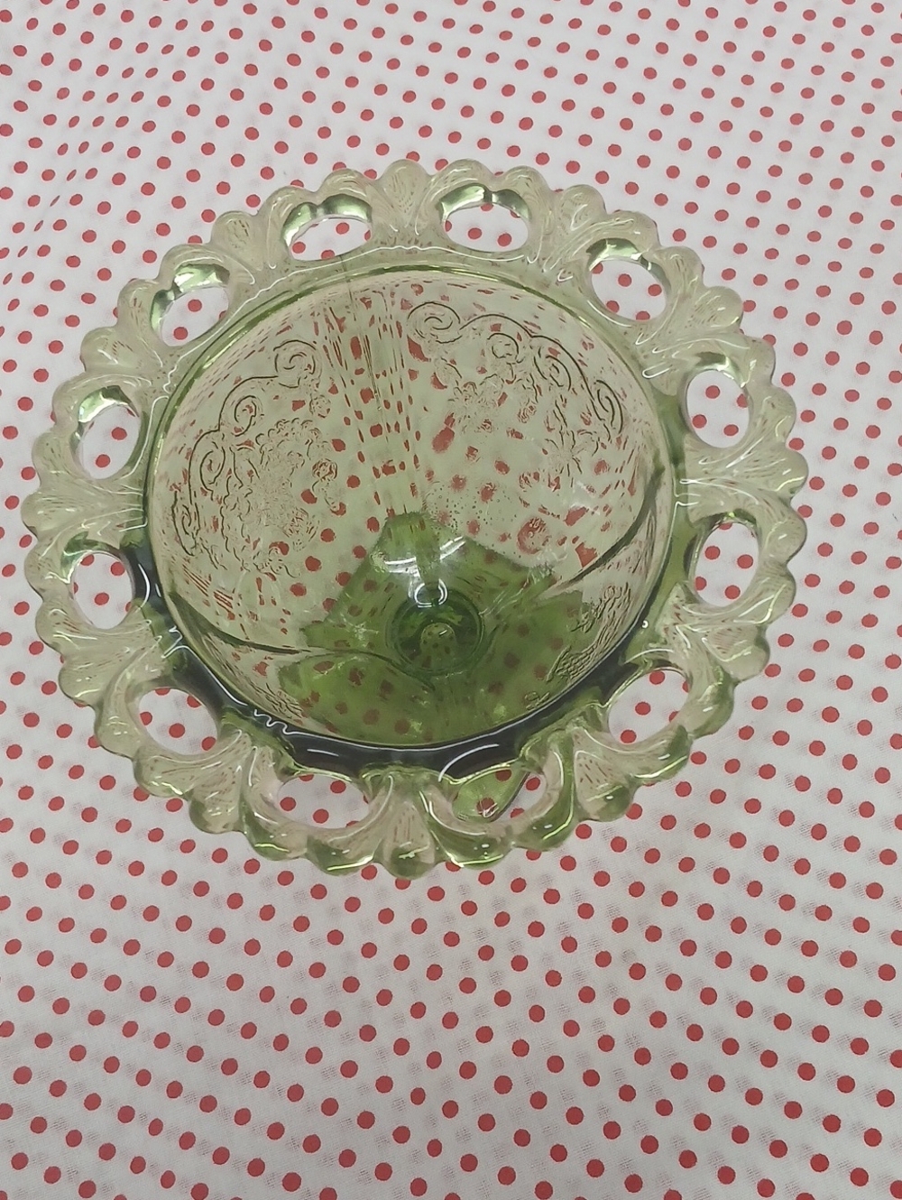 Green Decorative Glass Serving Bowl